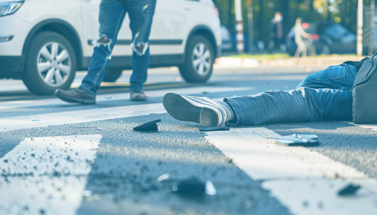 hombre en el suelo por accidente de tráfico, posible indemnizacion por fallecimiento en un accidente de tráfico